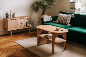 stolik owalny i komoda Home we wnetrzu 1 KOMPLET - Komoda Home + stolik kawowy owalny Home